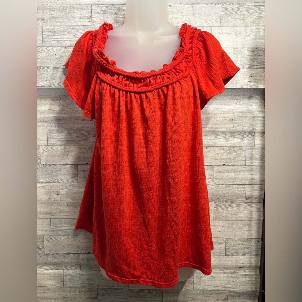 Max Studio Bright Red Ruffled Blouse